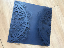 50pcs Pearl Navy Blue Laser Cut Wedding Cards,Engagement Invitations - Kdecoration