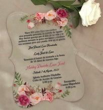 Invitations acryliques personnalisées de 16e anniversaire de flore rose faite sur commande de 10 pièces, Invitation de mariage acrylique