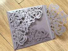 50pcs Pearl Light Purple Laser Cut Invitations,Laser Cut Wedding Cards,Wedding Invite Cards - Kdecoration