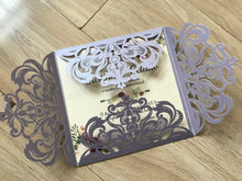 50pcs Pearl Light Purple Laser Cut Invitations,Laser Cut Wedding Cards,Wedding Invite Cards - Kdecoration