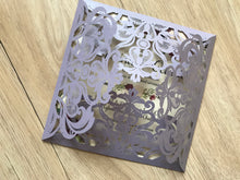 50pcs Pearl Light Purple Laser Cut Invitations,Laser Cut Wedding Cards,Wedding Invite Cards - Kdecoration