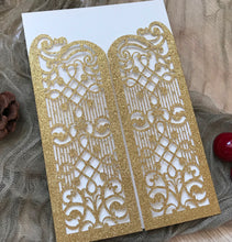 50pcs Glitter Gold laser cut wedding invitations,Laser Cut invitation cards,engagement invitations - Kdecoration