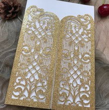 50pcs Glitter Gold laser cut wedding invitations,Laser Cut invitation cards,engagement invitations - Kdecoration