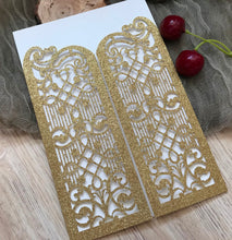 50pcs Glitter Gold laser cut wedding invitations,Laser Cut invitation cards,engagement invitations - Kdecoration