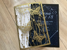 50pcs Glitter Gold Butterfly laser cut Wedding Invitations,Sweet baby shower Invitation,Invite Cover - Kdecoration