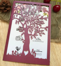 50pcs Pearl burgundy red Tree Laser Cut Birthday Invitations,laser cut Invitations Cards,laser cut wedding invitations cards,laser cut invite cards,DIY invitation cards - Kdecoration