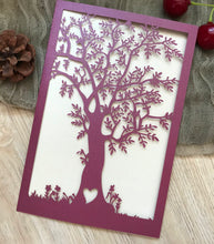 50pcs Pearl burgundy red Tree Laser Cut Birthday Invitations,laser cut Invitations Cards,laser cut wedding invitations cards,laser cut invite cards,DIY invitation cards - Kdecoration