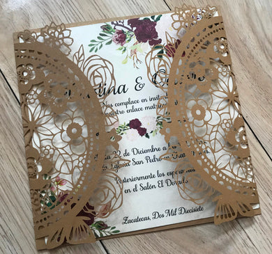 50pcs custom pearl paper Laser Cut Invitations cards,Wedding Cards,Engagement Invitations - Kdecoration