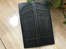 50pcs Navy Blue Gate Laser Cut Wedding Invitations,Laser cut Wedding Cards,Luxury Invitations - Kdecoration