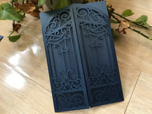 50pcs Navy Blue Gate Laser Cut Wedding Invitations,Laser cut Wedding Cards,Luxury Invitations - Kdecoration