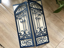 50pcs Navy Blue Gate Laser Cut Wedding Invitations,Laser cut Wedding Cards,Luxury Invitations - Kdecoration