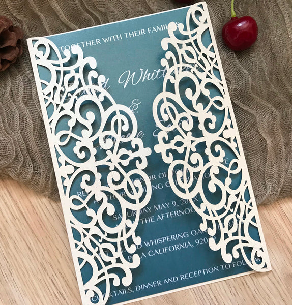 50pcs custom laser cut birthday invitations,laser cut invite cards,laser cut wedding invitations cards,engagement invitations cards,laser cut invitations cards,bridal shower invitations covers - Kdecoration