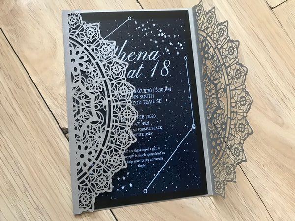 50pcs Pearl Silver Laser Cut Wedding Invitations,Laser Cut Wedding Cards,Invitation Covers,Invitations, - Kdecoration