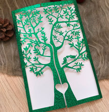 50pcs Glitter Green Tree wishing well cards,Birthday Invitation Cards,laser cut wedding invitations - Kdecoration