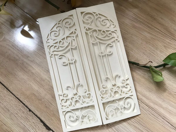 50pcs Gate baptismal invitations,customize laser cut wedding invitations,laser cut invite cards,birthday invitation covers,laser cut invitations - Kdecoration