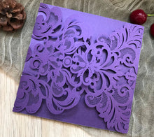 50pcs Pearl Purple laser cut Wedding Invitations,laser cut invite cards,bridal shower invitations - Kdecoration