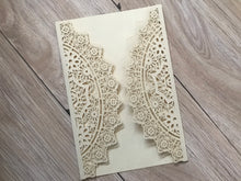 50pcs Pearl Light Gold laser cut wedding invitations,customize laser cut wedding invite Cards - Kdecoration