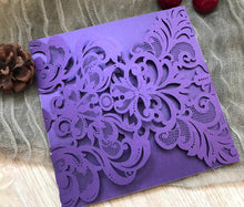 50pcs Pearl Purple laser cut Wedding Invitations,laser cut invite cards,bridal shower invitations - Kdecoration