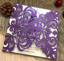 50pcs Pearl Purple laser cut Wedding Invitations,laser cut invite cards,bridal shower invitations - Kdecoration