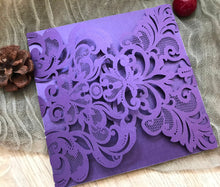 50pcs Pearl Purple laser cut Wedding Invitations,laser cut invite cards,bridal shower invitations - Kdecoration