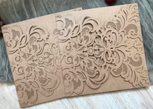 50pcs kraft paper brown laser cut invitations,custom Laser Cut Wedding invitations,birthday invite - Kdecoration