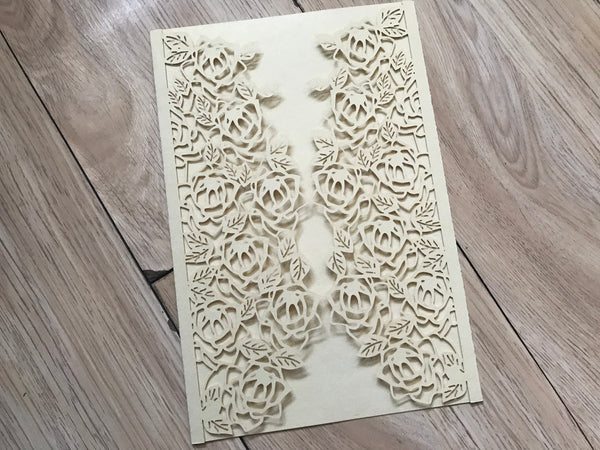 50pcs Pearl Light Gold wedding Invitations,Engagement Invitaitons,Laser Cut Wedding Cards - Kdecoration
