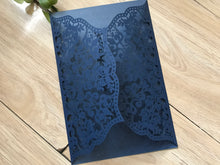 50pcs pearl Navy Blue Laser Cut Wedding Cards,Invitation Cards,formal elegant wedding invitations - Kdecoration