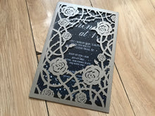 50pcs Pearl Silver Laser cut Wedding Cards,Bridal Shower Invitations,Pocket laser cut Invitations - Kdecoration