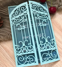 50pcs Pearl light blue laser cut baptism invitations,baby shower invitations,birthday invitations,custom Laser Cut Wedding Invitations - Kdecoration