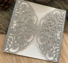 50pcs Glitter Silver leaves birthday invitations Cards,baby shower invitations,laser cut wedding invitations - Kdecoration