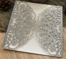 50pcs Glitter Silver leaves birthday invitations Cards,baby shower invitations,laser cut wedding invitations - Kdecoration