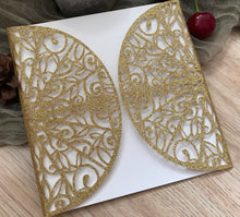 50pcs Glitter Gold Laser cut wedding invitations cards,baptism invitations,bridal shower invitations - Kdecoration