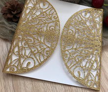 50pcs Glitter Gold Laser cut wedding invitations cards,baptism invitations,bridal shower invitations - Kdecoration