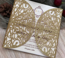 50pcs Glitter Gold Laser cut wedding invitations cards,baptism invitations,bridal shower invitations - Kdecoration