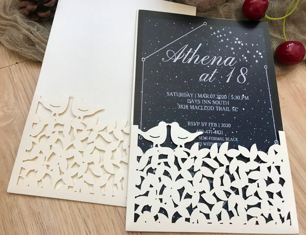 pearl cream 50pcs Pocket laser cut wedding invitations cards,Laser Cut wedding invite Cards,custom laser cut invitation cards,DIY laser cut invite cards,many colors available - Kdecoration
