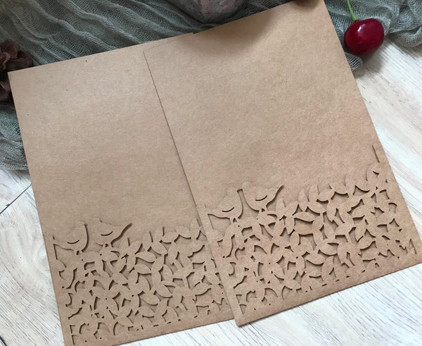 kraft paper Pearl Laser Cut Menu Cards,Pocket laser cut Invitations cards,Laser Cut Wedding Cards,custom laser cut wedding invitation cards - Kdecoration