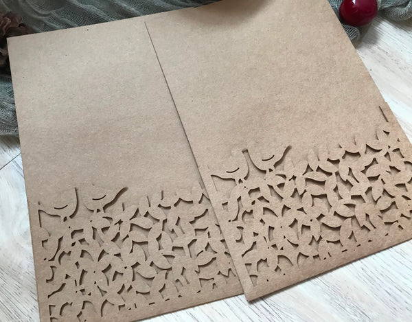 kraft paper Pearl Laser Cut Menu Cards,Pocket laser cut Invitations cards,Laser Cut Wedding Cards,custom laser cut wedding invitation cards - Kdecoration