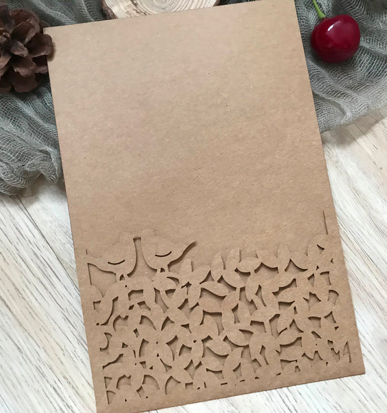 kraft paper Pearl Laser Cut Menu Cards,Pocket laser cut Invitations cards,Laser Cut Wedding Cards,custom laser cut wedding invitation cards - Kdecoration