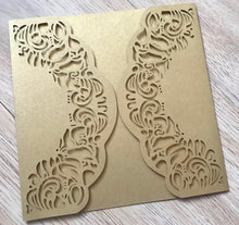 50pcs Pearl Begie Gold Luxury Folding Wedding Invites,Laser Cut Wedding Cards,Engagement Invitations - Kdecoration