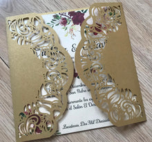 50pcs Pearl Begie Gold Luxury Folding Wedding Invites,Laser Cut Wedding Cards,Engagement Invitations - Kdecoration