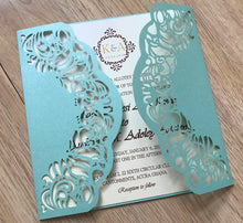 50pcs Pearl Light Blue laser cut wedding invites covers,Birthday Invitations cards - Kdecoration