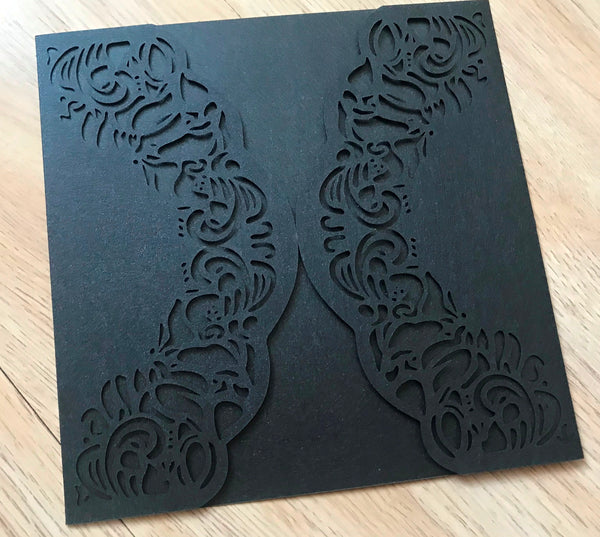 50pcs Pearl black invites covers,unique laser Cut Wedding invite Cards,custom Birthday Invitations - Kdecoration