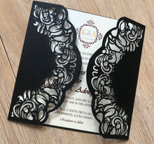 50pcs Pearl black invites covers,unique laser Cut Wedding invite Cards,custom Birthday Invitations - Kdecoration