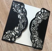 50pcs Pearl black invites covers,unique laser Cut Wedding invite Cards,custom Birthday Invitations - Kdecoration