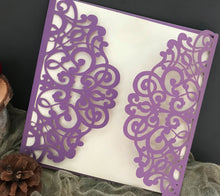 50pcs pearl purple Laser cut wedding invitations cards,customize engagement invitation cards,bridal shower invitations cards,laser cut invite cards - Kdecoration