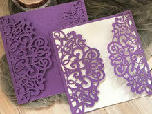 50pcs pearl purple Laser cut wedding invitations cards,customize engagement invitation cards,bridal shower invitations cards,laser cut invite cards - Kdecoration