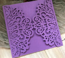 50pcs pearl purple Laser cut wedding invitations cards,customize engagement invitation cards,bridal shower invitations cards,laser cut invite cards - Kdecoration