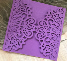 50pcs pearl purple Laser cut wedding invitations cards,customize engagement invitation cards,bridal shower invitations cards,laser cut invite cards - Kdecoration