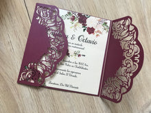 50pcs Pearl Burgundy Red Laser cut Invitations,Laser Cut Wedding Cards,Birthday Invitations - Kdecoration