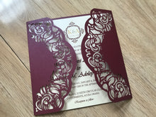 50pcs Pearl Burgundy Red Laser cut Invitations,Laser Cut Wedding Cards,Birthday Invitations - Kdecoration